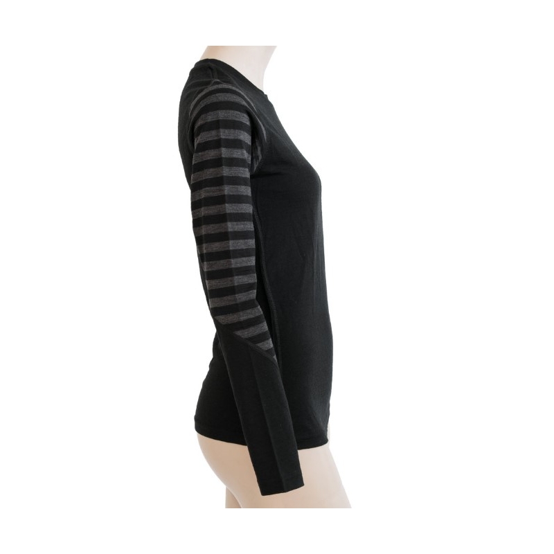 Damen Funktions-T-Shirt Sensor Merino Active schwarz-grau - Langarm Ausverkauf