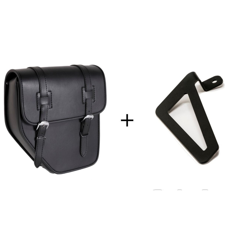 Leder-Satteltasche CUSTOMACCES IBIZA schwarz right, with universal support