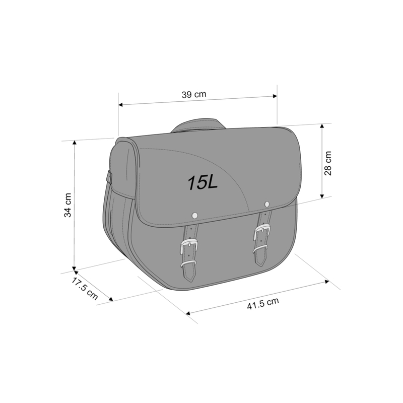 Leder-Satteltasche CUSTOMACCES SANT LOUIS schwarz left, with universal support