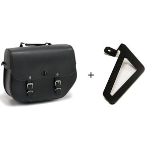 Leder-Satteltasche CUSTOMACCES SANT LOUIS APS012N schwarz left, with metal base left side and left fitting kit