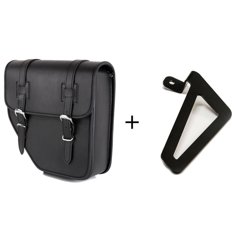 Leder-Satteltasche CUSTOMACCES IBIZA schwarz left, with universal support