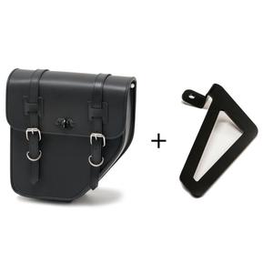 Leder-Satteltasche CUSTOMACCES IBIZA APS016N schwarz left, with metal base left side and left fitting kit