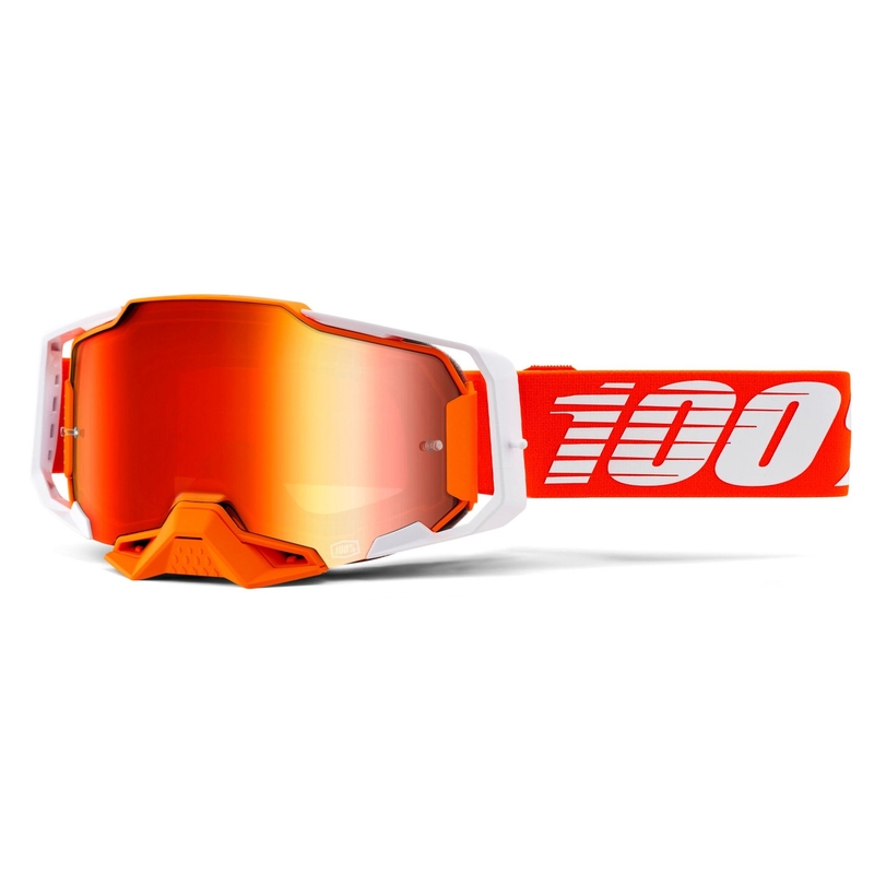 Motocrossbrille 100% ARMEGA Regal orange (verspiegelte rote Plexiglasscheibe) Ausverkauf