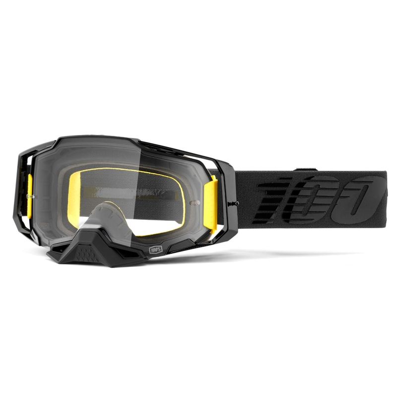 Motocrossbrille 100% ARMEGA Nightfall schwarz (klares Plexiglas)