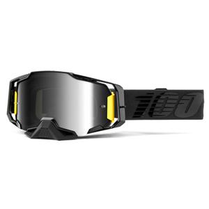 Motocrossbrille 100% ARMEGA Nightfall schwarz (verspiegelte silberne Plexiglasscheibe)
