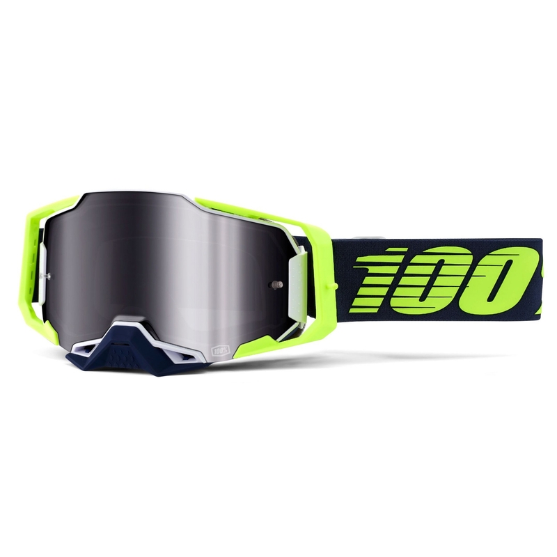Motocrossbrille 100% ARMEGA Deker grün-blau (verspiegelte silberne Plexiglasscheibe)