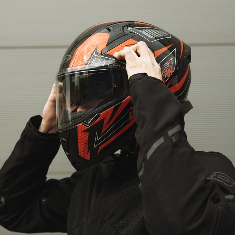 Ozone Arrow schwarz-grau-fluorroter Integral-Motorradhelm