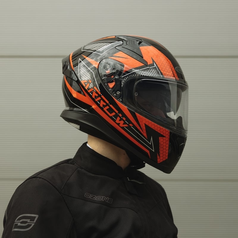 Ozone Arrow schwarz-grau-fluorroter Integral-Motorradhelm