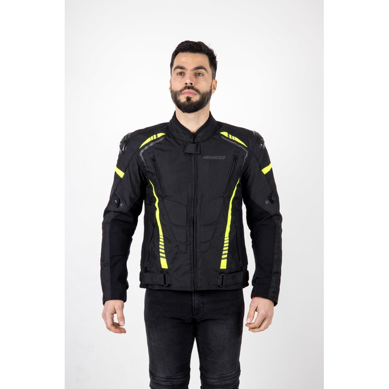 Ozone Pulse schwarz-fluorgelbe Motorradjacke