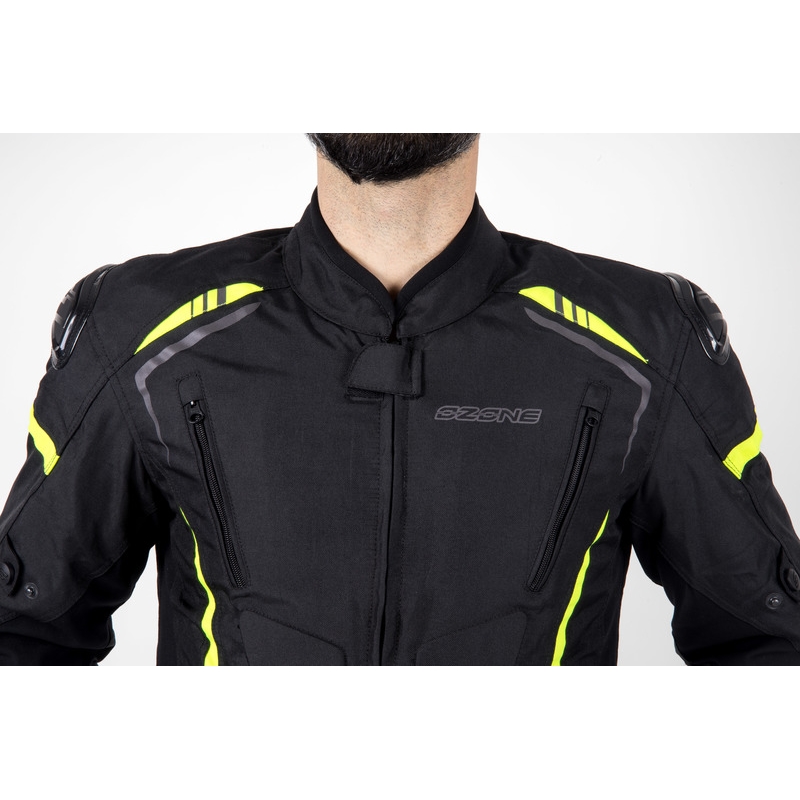 Ozone Pulse schwarz-fluorgelbe Motorradjacke