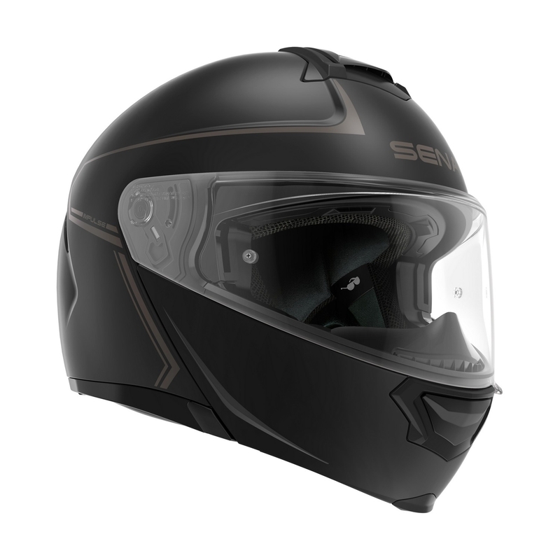 Klappbarer Motorradhelm mit Mesh-Headset SENA Impulse schwarz-matt