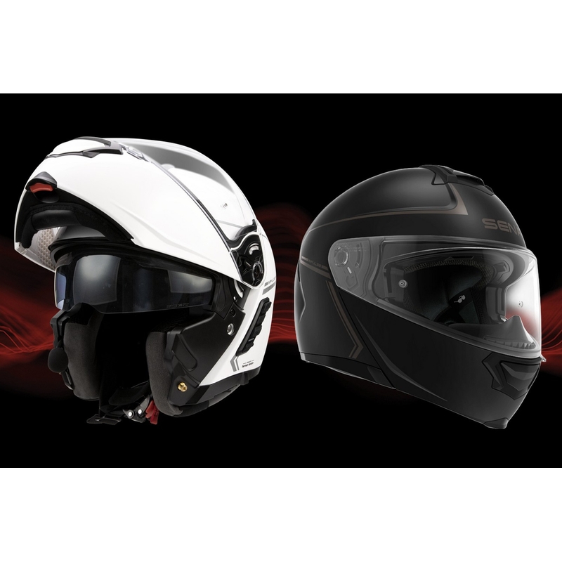 Klappbarer Motorradhelm mit Mesh-Headset SENA Impulse schwarz-matt