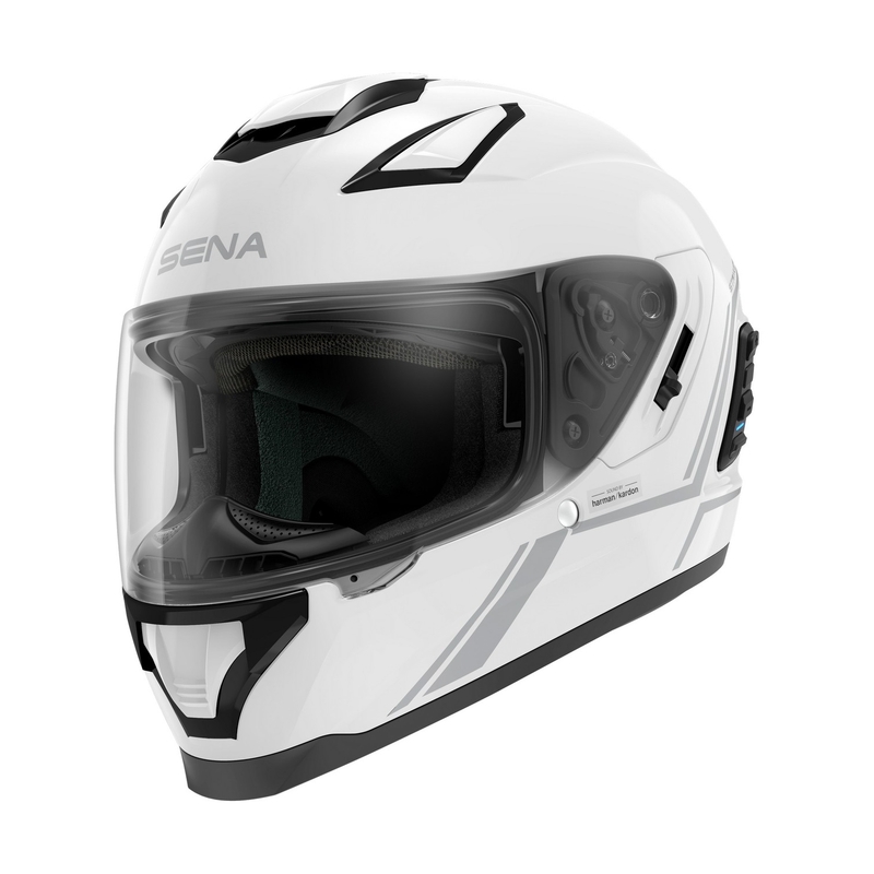 Integralhelm mit Mesh-Headset SENA Stryker, glänzend weiß