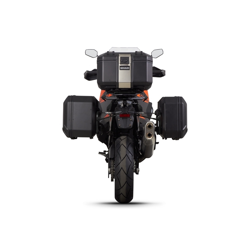 Complete set of aluminum cases SHAD TERRA, 48L topcase + 36L / 47L side cases, including mounting kit and plate SHAD KTM Super Adventure 1290 (R, S)