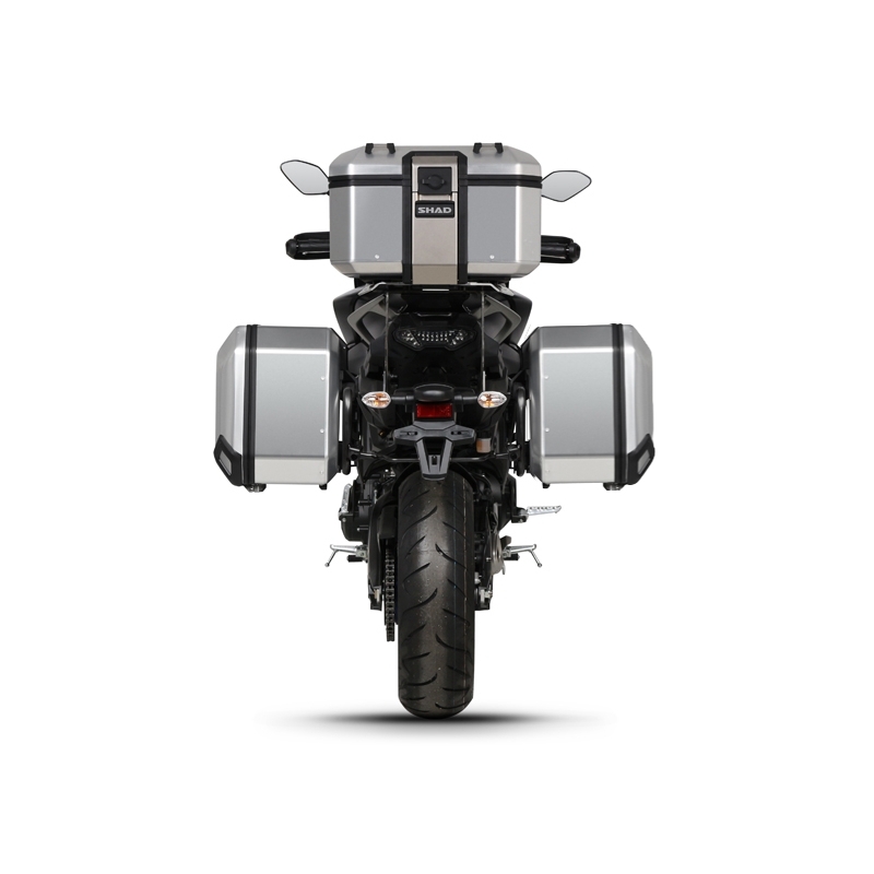 Complete set of aluminum cases SHAD TERRA, 37L topcase + 36L / 36L side cases, including mounting kit and plate SHAD YAMAHA MT-09 Tracer / Tracer 900