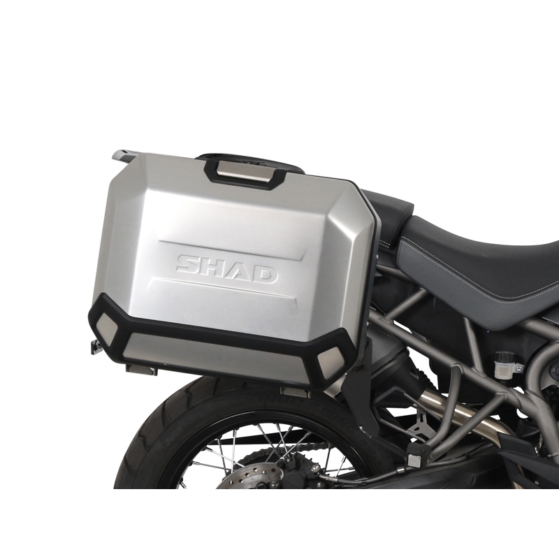 Complete set of black side aluminum cases 36L / 47L SHAD TERRA BLACK including mounting kit SHAD TRIUMPH Tiger 800
