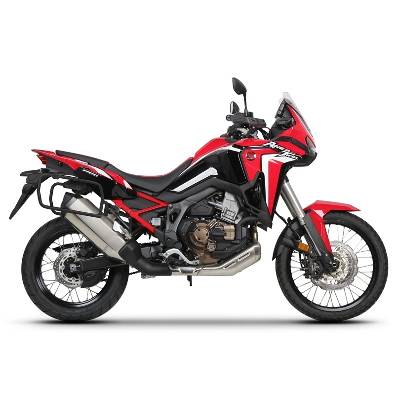 Complete set of black aluminum cases SHAD TERRA, 37L topcase + 36L / 47L side cases, including mounting kit and plate SHAD HONDA CRF 1100 Africa Twin