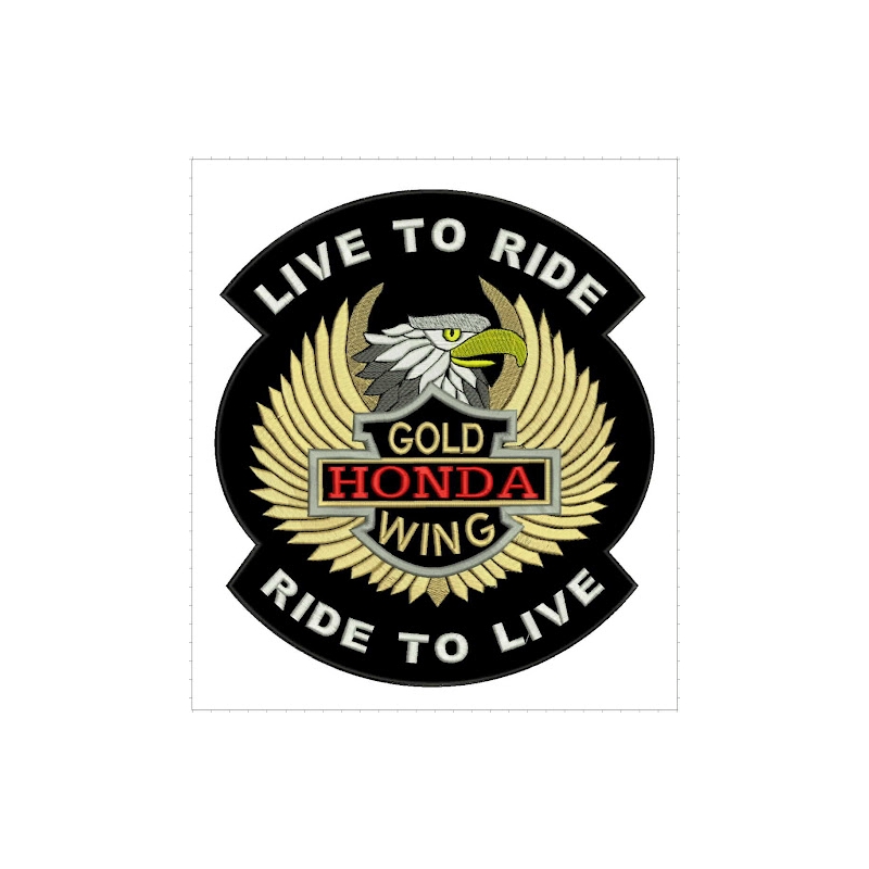 Aufnäher Live to Ride Gold Wing - groß