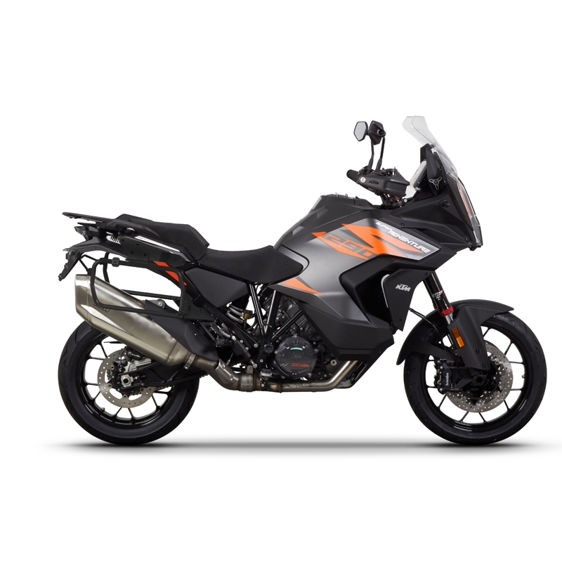 Complete set of black aluminum cases SHAD TERRA, 48L topcase + 36L side left case / 47L side right case, including mounting kit and plate SHAD KTM Super Adventure 1290 (R, S)
