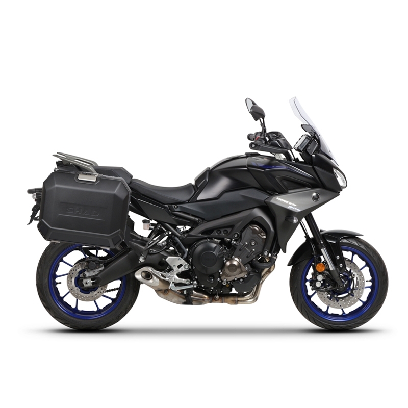 Complete set of 36L / 36L SHAD TERRA BLACK aluminum side cases, including mounting kit SHAD YAMAHA MT-09 Tracer / Tracer 900