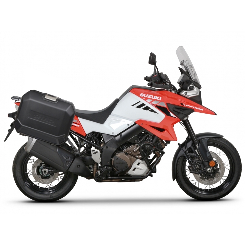 Complete set of 47L / 47L SHAD TERRA BLACK aluminum side cases, including mounting kit SHAD SUZUKI DL 1000 V-Strom/ DL 1050 V-Strom