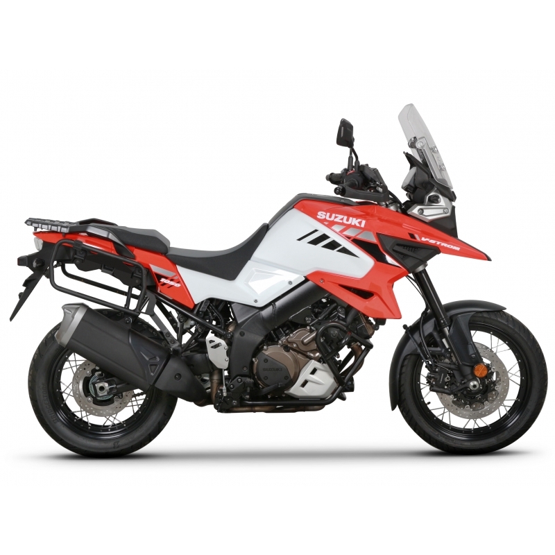 Complete set of aluminum cases SHAD TERRA BLACK, 37L topcase + 36L / 36L side cases, including mounting kit and plate SHAD SUZUKI DL 1000 V-Strom/ DL 1050 V-Strom