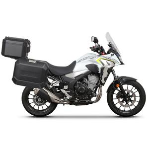 Complete set of aluminum cases SHAD TERRA BLACK, 37L topcase + 36L / 36L side cases, including mounting kit and plate SHAD HONDA CB 500 X