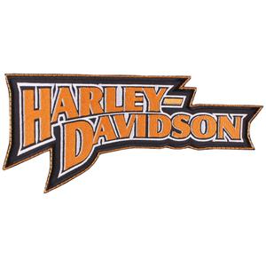 Aufnäher Harley Davidson Aufschrift orange - groß
