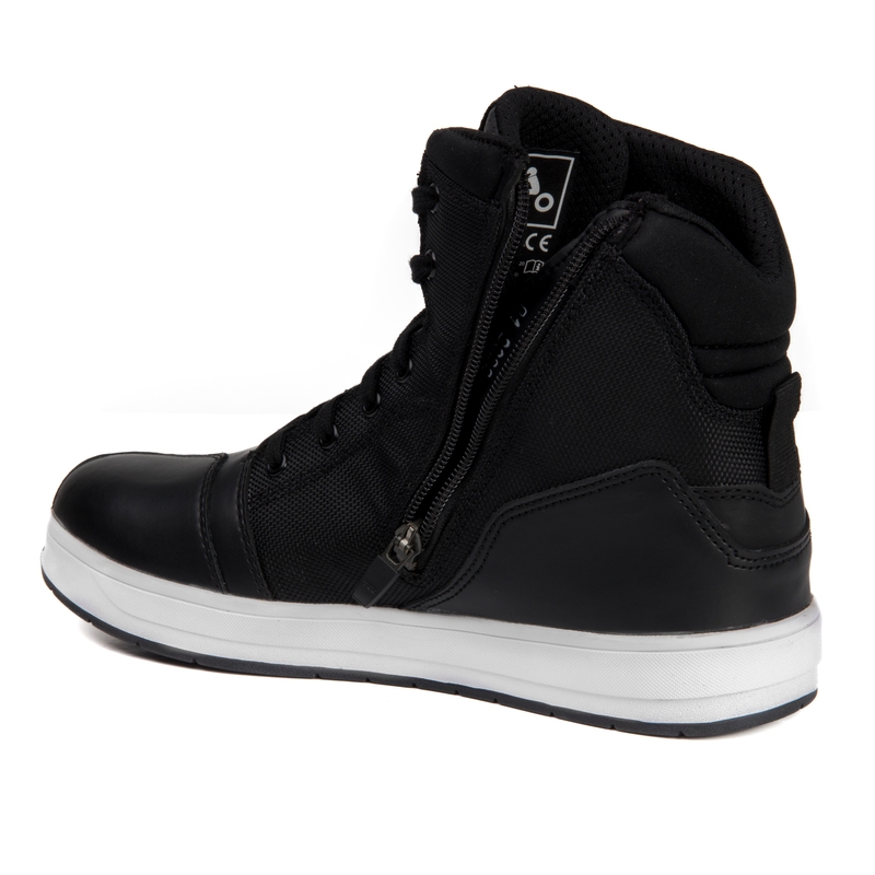 Ozone Spin Schwarze und weiße Motorradstiefel