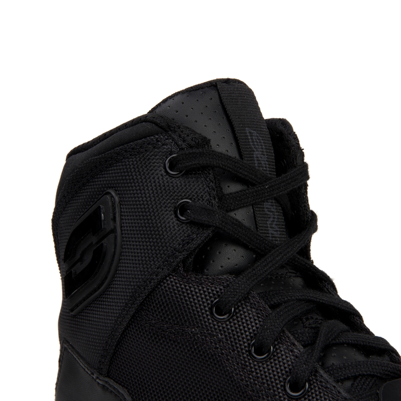 Ozone Spin Schwarze und weiße Motorradstiefel