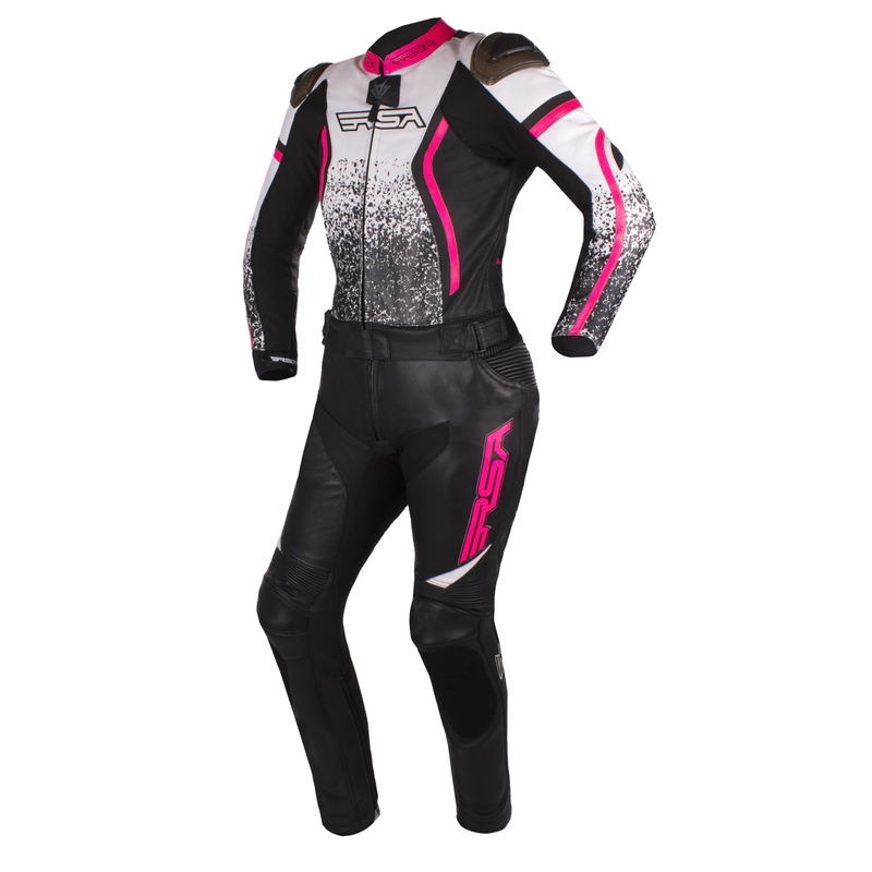 Zweiteiliger Damenoverall RSA Flow schwarz-weiß-fluo pink sale Ausverkauf