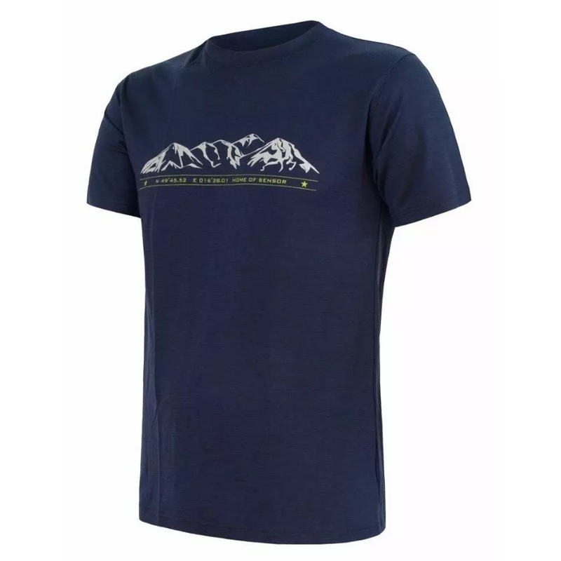 Herren-T-Shirt Sensor Merino Active PT Mountains dunkelblau Ausverkauf