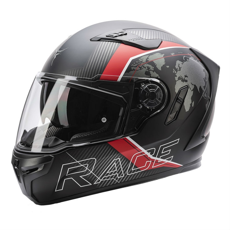 Integral Motorradhelm SECA Falcon II Race World schwarz-rot matt Ausverkauf