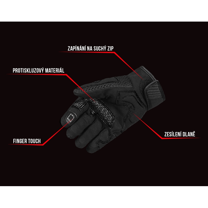 Damen Motorradhandschuhe Street Racer Stunt schwarz