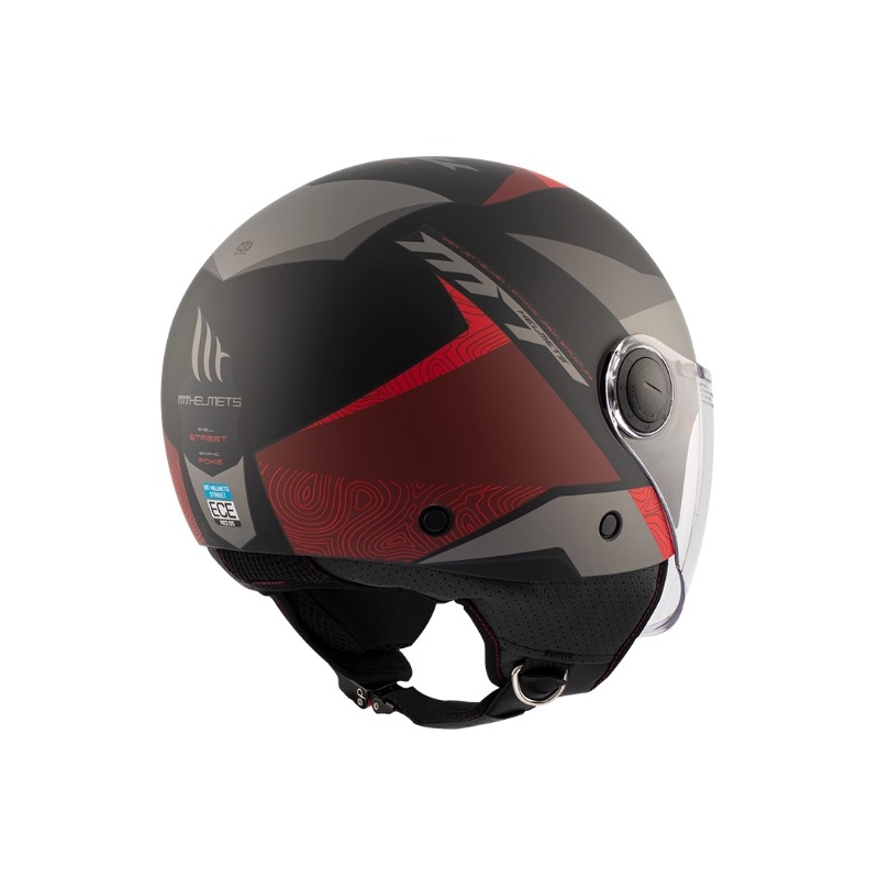 Offener Motorradhelm MT 0F501 Street Poke B5 Rojo schwarz-grau-rot Ausverkauf