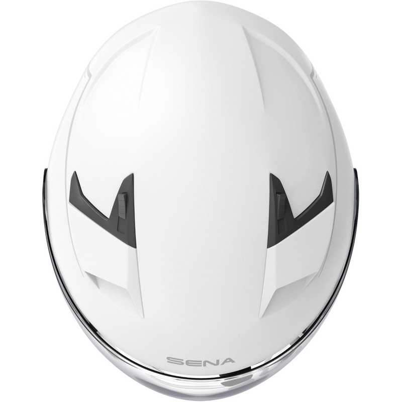 Offener Motorradhelm mit Headset SENA Outstar weiß glänzend