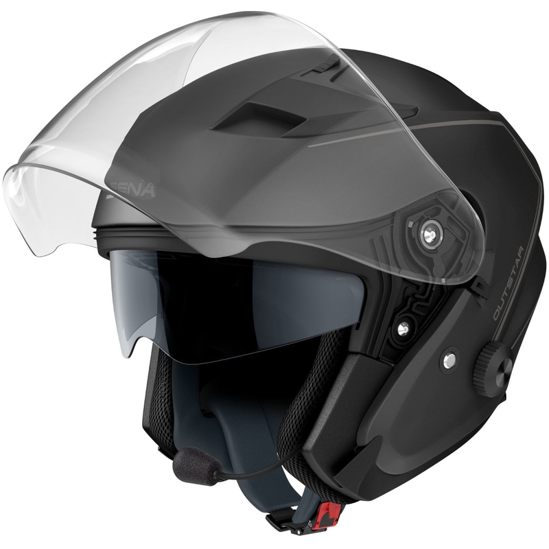 Offener Motorradhelm mit Headset SENA Outstar schwarz-matt Ausverkauf
