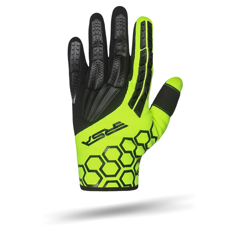 Kinder-Motorradhandschuhe RSA MX EVO schwarz-fluo gelb