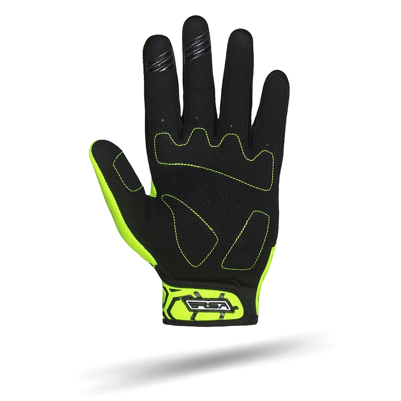 Kinder-Motorradhandschuhe RSA MX EVO schwarz-fluo gelb