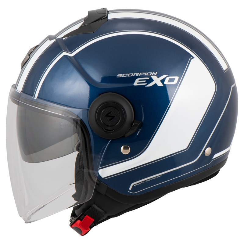 Offener Motorradhelm SCORPION EXO-CITY SCOOT dunkelblau-weiß