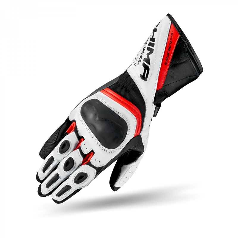 Motorradhandschuhe Shima Miura schwarz-weiß-fluorrot