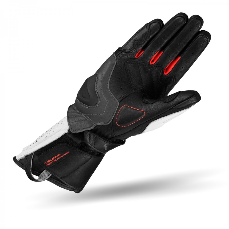 Motorradhandschuhe Shima Miura schwarz-weiß-fluorrot