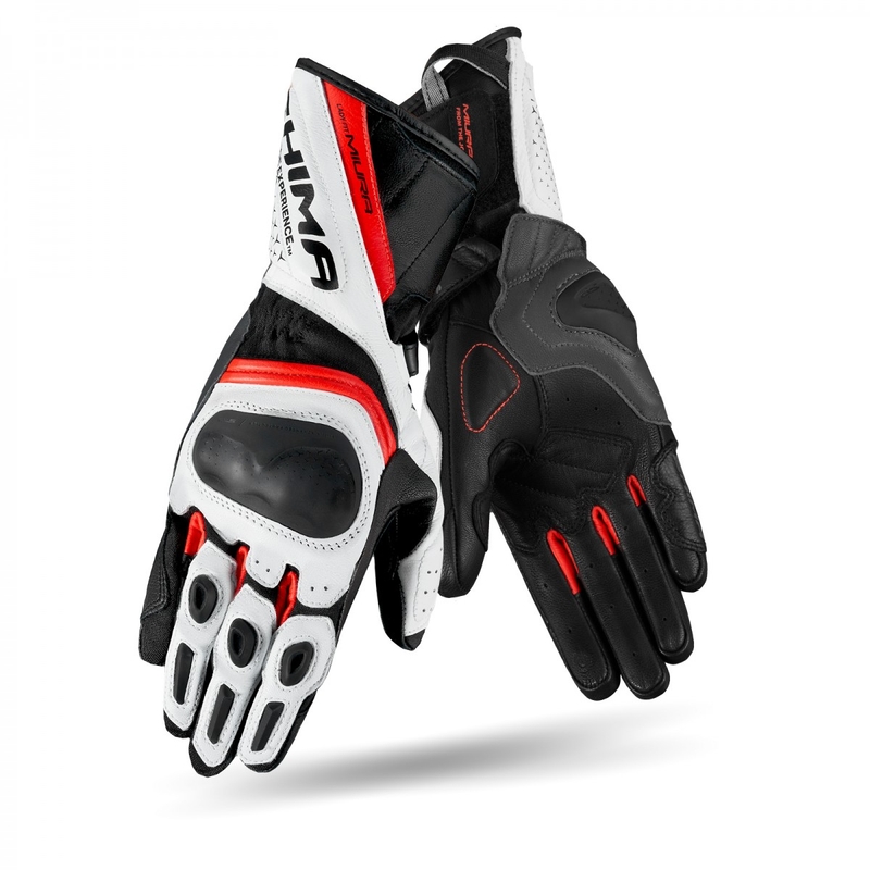 Motorradhandschuhe Shima Miura schwarz-weiß-fluorrot