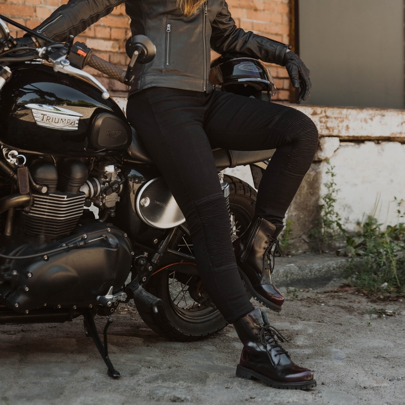 Damen-Motorradleggings Ozone Chica schwarz