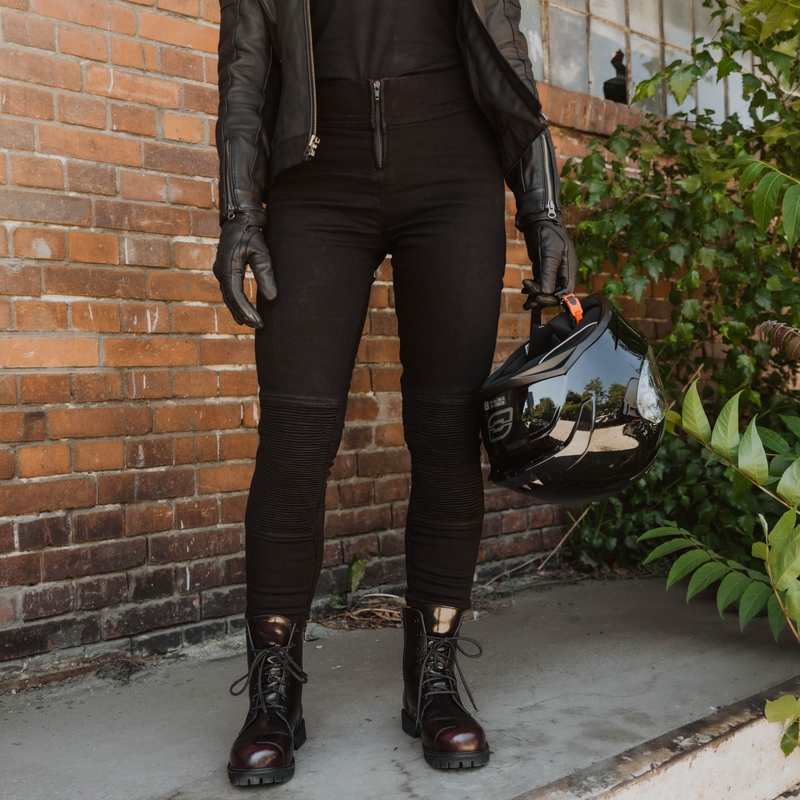 Damen-Motorradleggings Ozone Chica schwarz