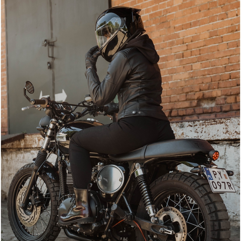 Damen-Motorradleggings Ozone Chica schwarz