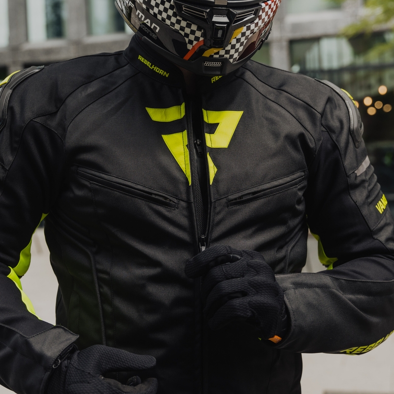 Rebelhorn Vandal schwarz-fluorgelbe Motorradjacke Ausverkauf