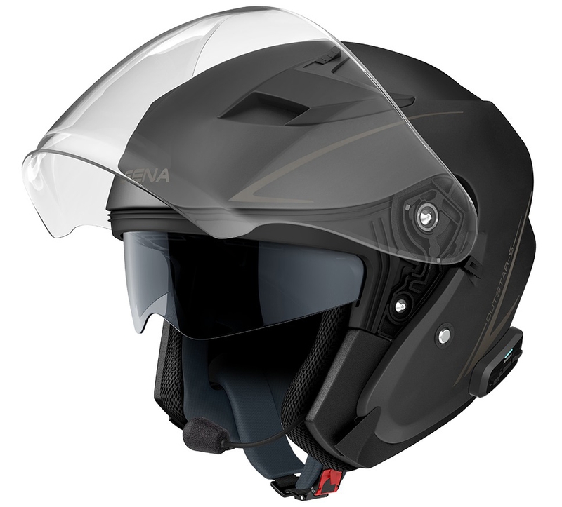 Motorrad Halbhelm - ECE Zertifiziert, Mit Visier, Belüftet, Schwarz, Kopfumfang 65cm