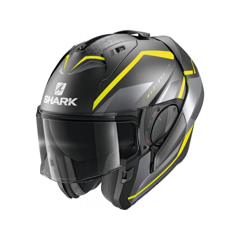 Klapphelm SHARK EVO-ES Yari grau-silber-fluo gelb