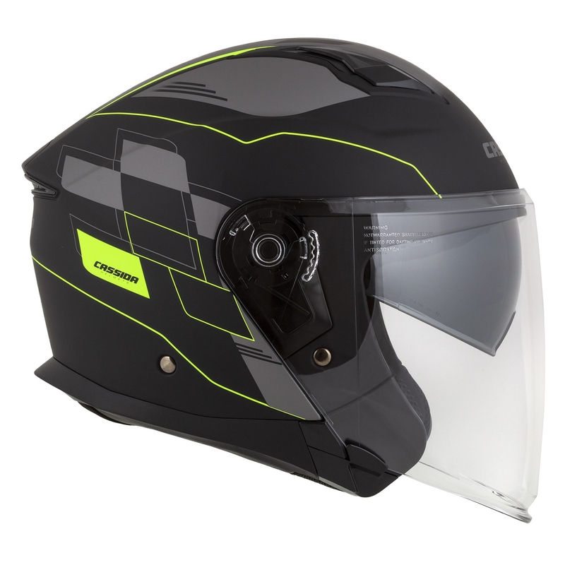 Cassida Jet Tech Roxor offener Motorradhelm schwarz-grau-fluo gelb matt Ausverkauf
